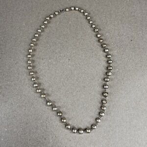 Vintage Faux Pearl Necklace Tan Champagne Iridescent Costume Jewelry 25"